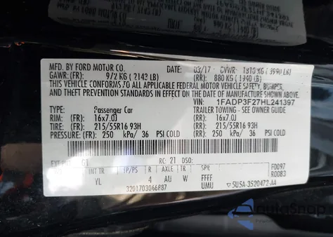 2017 Ford Focus Se from USA, damaged, VIN 1FADP3F27HL241397